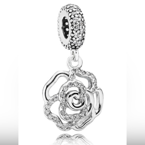Pandora Shimmering Rose Dangle Charm - Picture 1 of 6